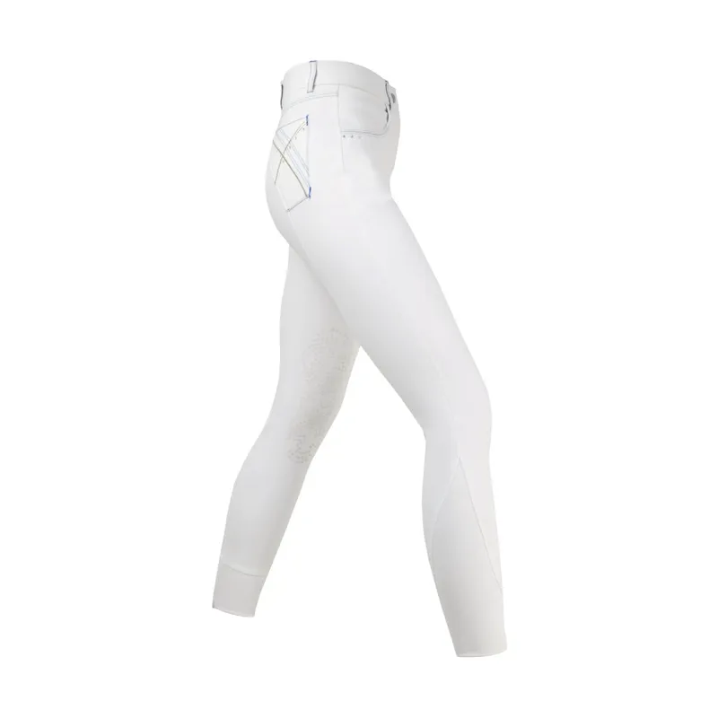 Hy Equestrian Olympian Ladies Breeches - Artic White/Royal Blue-1